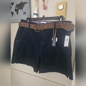 Eclipse Navy Shorts with Braided Tan Belt